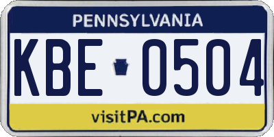 PA license plate KBE0504