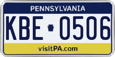 PA license plate KBE0506