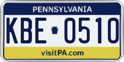 PA license plate KBE0510