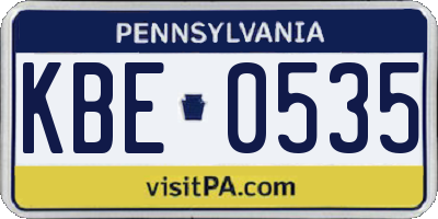 PA license plate KBE0535