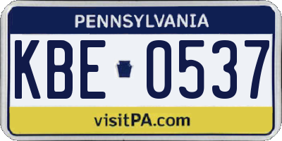 PA license plate KBE0537