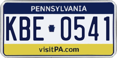 PA license plate KBE0541