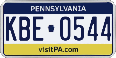 PA license plate KBE0544