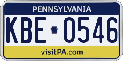 PA license plate KBE0546
