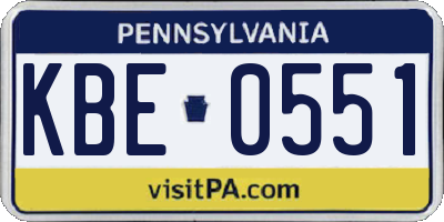 PA license plate KBE0551