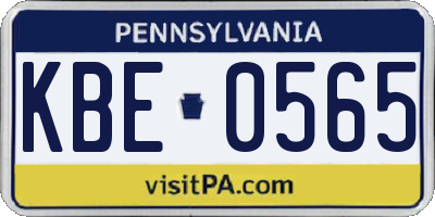 PA license plate KBE0565