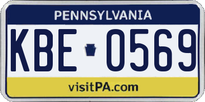 PA license plate KBE0569