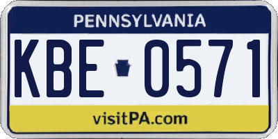 PA license plate KBE0571