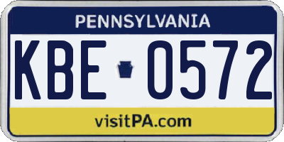 PA license plate KBE0572