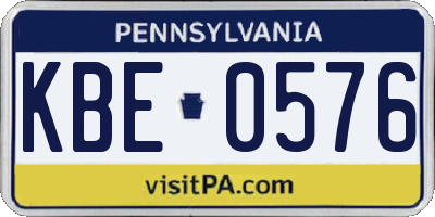 PA license plate KBE0576