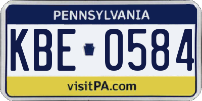 PA license plate KBE0584