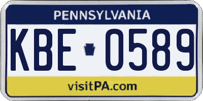 PA license plate KBE0589