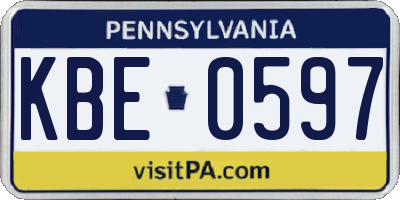 PA license plate KBE0597