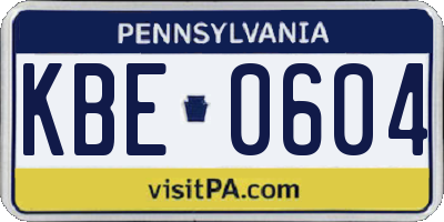 PA license plate KBE0604