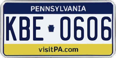 PA license plate KBE0606