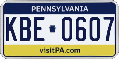 PA license plate KBE0607