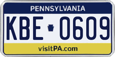 PA license plate KBE0609