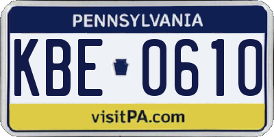 PA license plate KBE0610