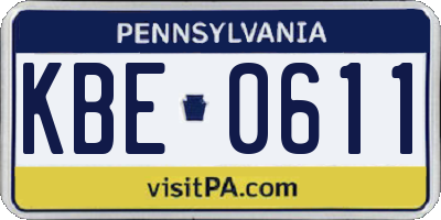 PA license plate KBE0611