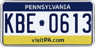 PA license plate KBE0613