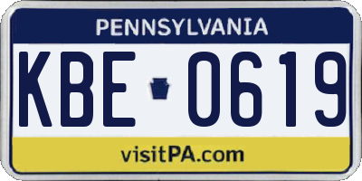 PA license plate KBE0619