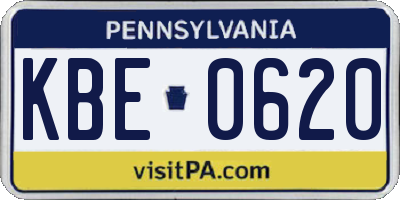 PA license plate KBE0620