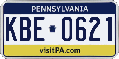 PA license plate KBE0621