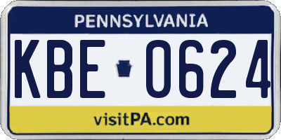 PA license plate KBE0624