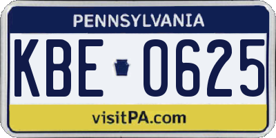 PA license plate KBE0625