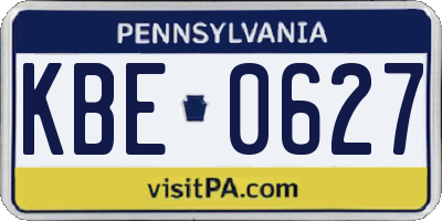 PA license plate KBE0627