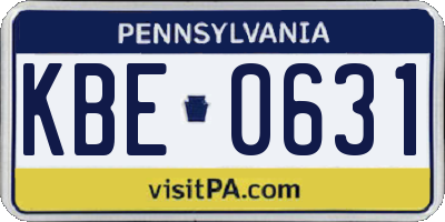 PA license plate KBE0631