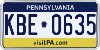 PA license plate KBE0635