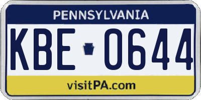 PA license plate KBE0644