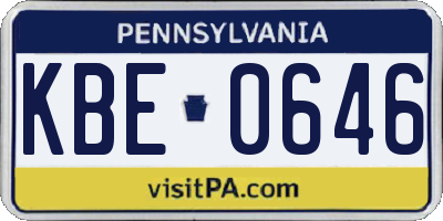 PA license plate KBE0646
