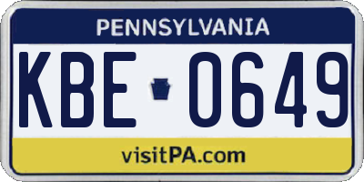 PA license plate KBE0649