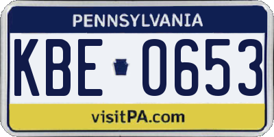 PA license plate KBE0653