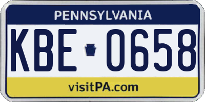PA license plate KBE0658