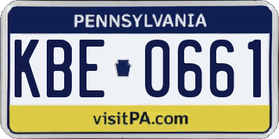 PA license plate KBE0661