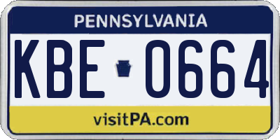 PA license plate KBE0664