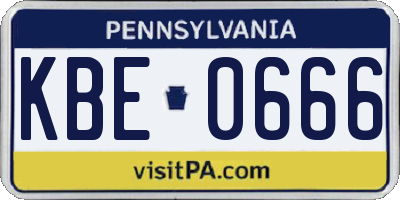 PA license plate KBE0666