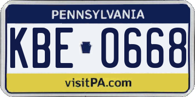 PA license plate KBE0668