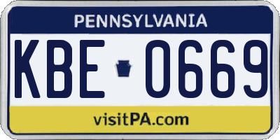PA license plate KBE0669