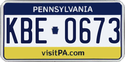 PA license plate KBE0673