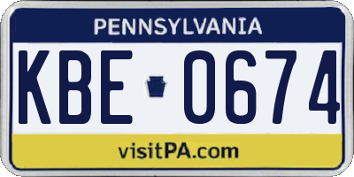 PA license plate KBE0674