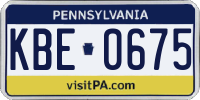 PA license plate KBE0675