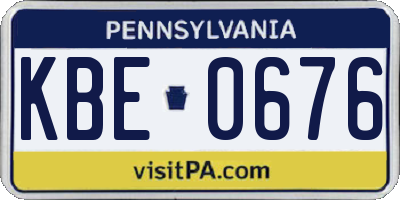 PA license plate KBE0676