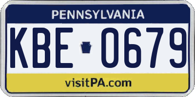 PA license plate KBE0679