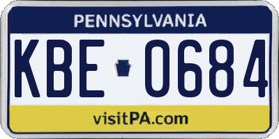 PA license plate KBE0684