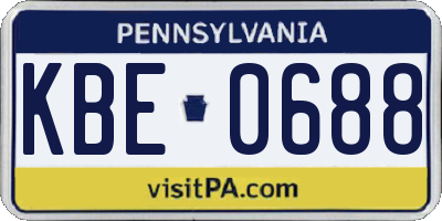 PA license plate KBE0688