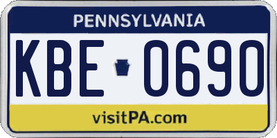 PA license plate KBE0690